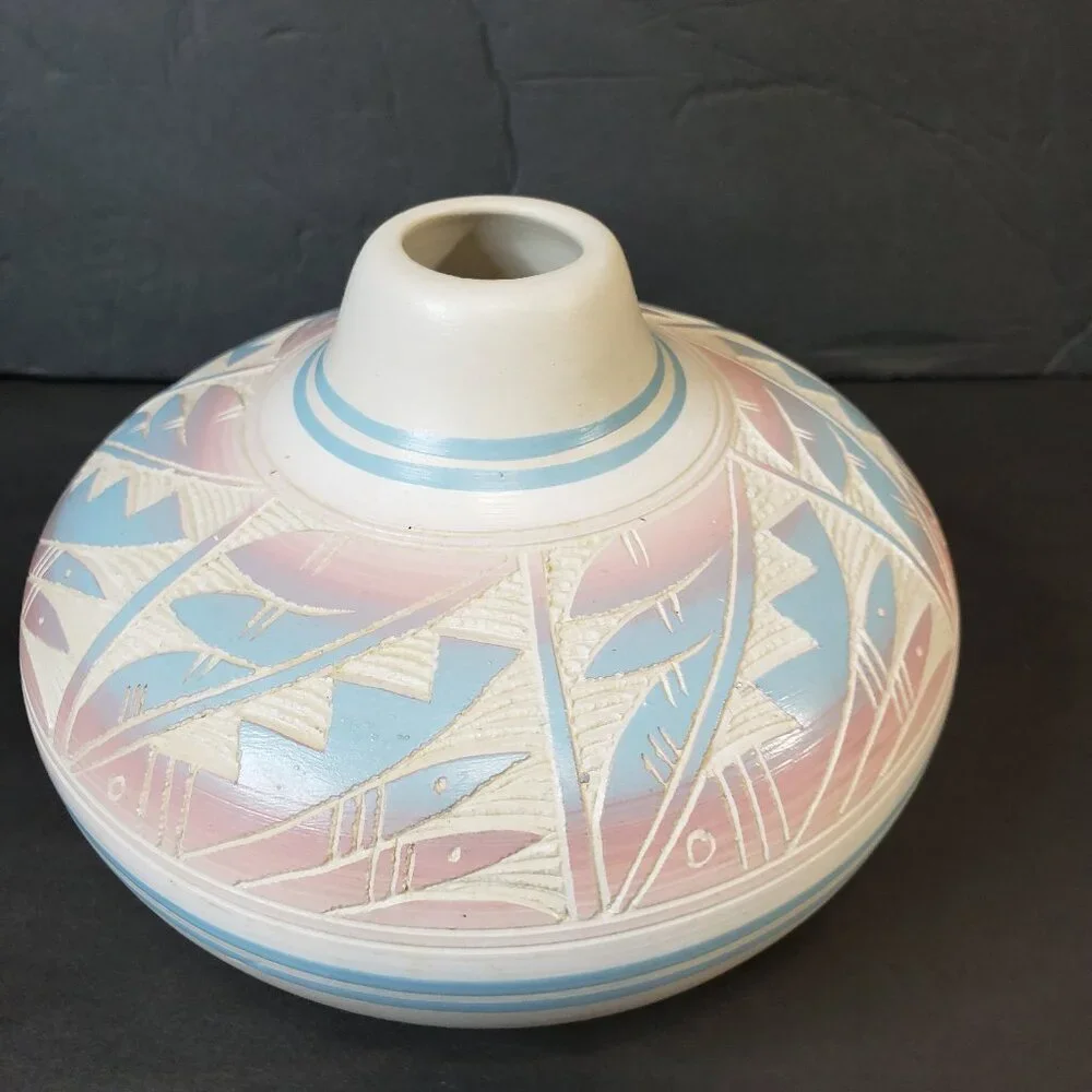 Vintage Hand Painted Hozoni Native American Pottery Vessel Vase 5